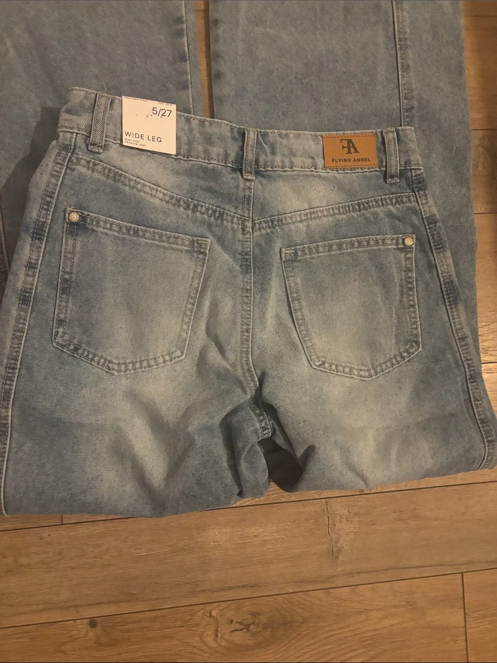 Flying Angel High-Rise Wide Leg Jeans in Light Blue